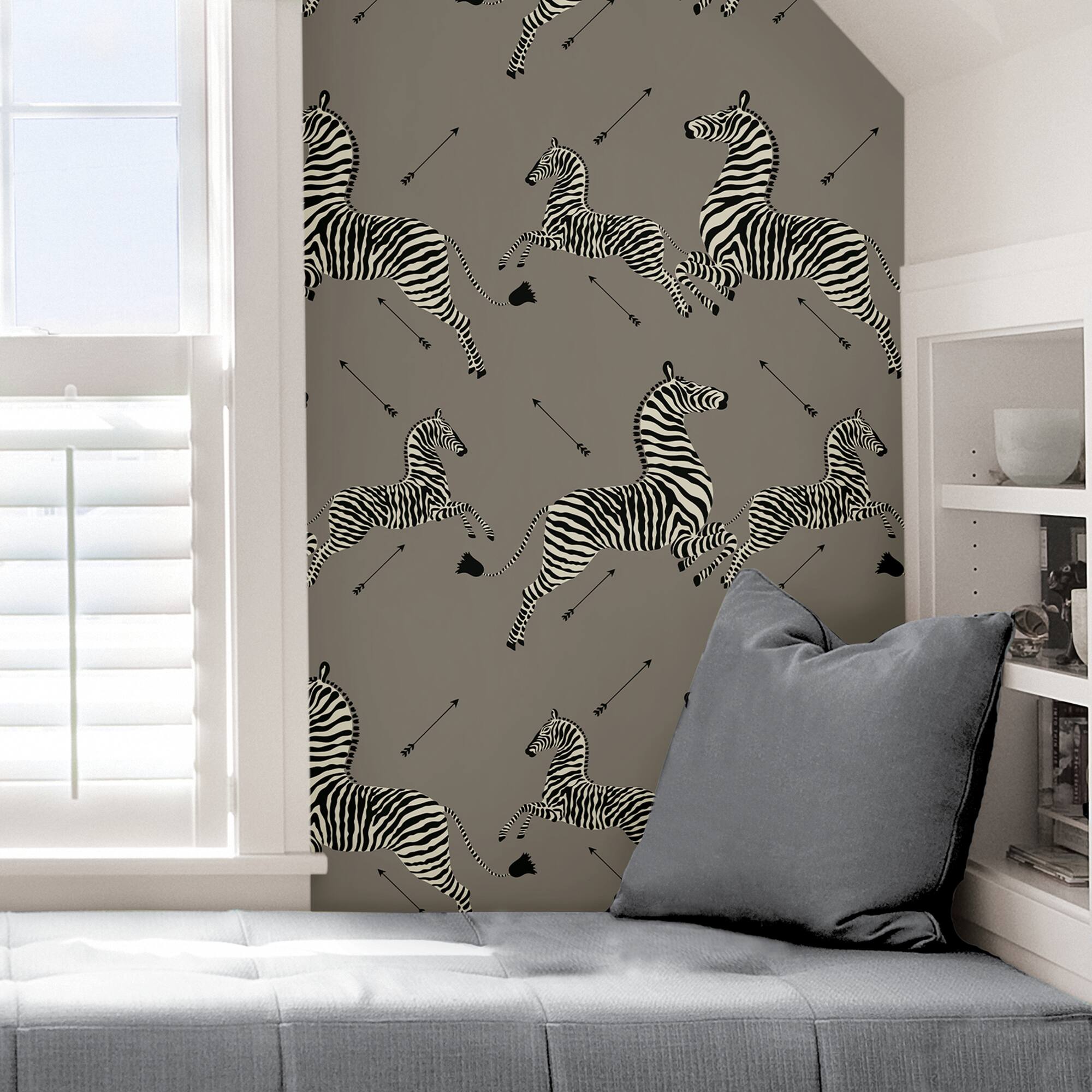 Scalamandre Gray Zebra Safari Peel & Stick Wallpaper